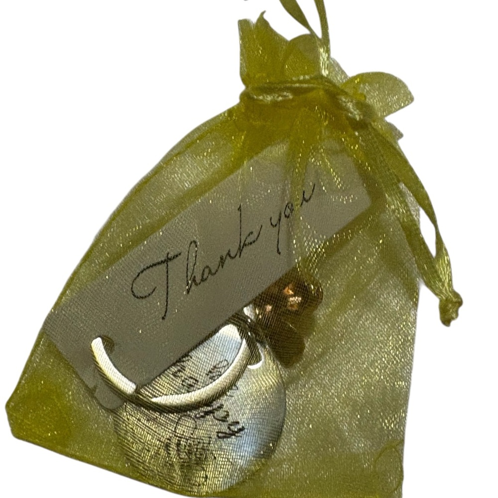Pack of 14 -New Be Happy silver Keychain/bag charm with Thank You card in bag